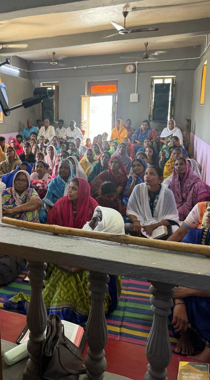 Sabbath service Sisters gathered for a Sabbath service in a village church