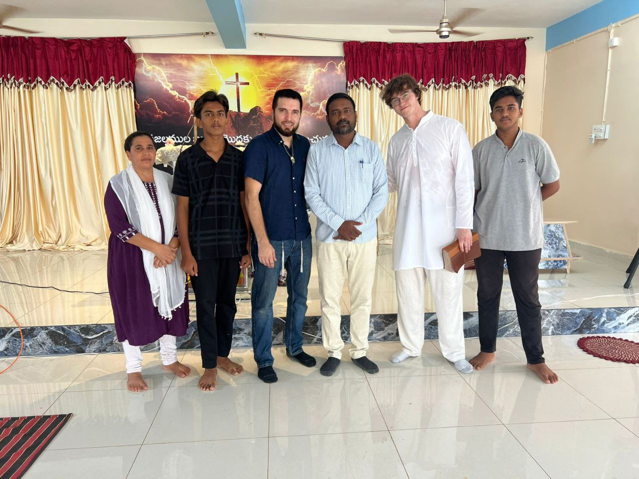 Fellowship with visiting brothers Pastor Naik Rao and church members with visiting brothers from America